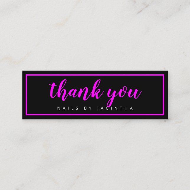 Pink Neon Modern Trendy Hair Nails Salon Loyalty Mini Business Card (Front)