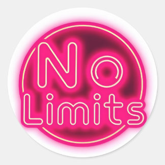 Pink Neon "No Limits" Aesthetic Round Sticker