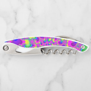Pink Neon Rainbow Eye Corkscrew