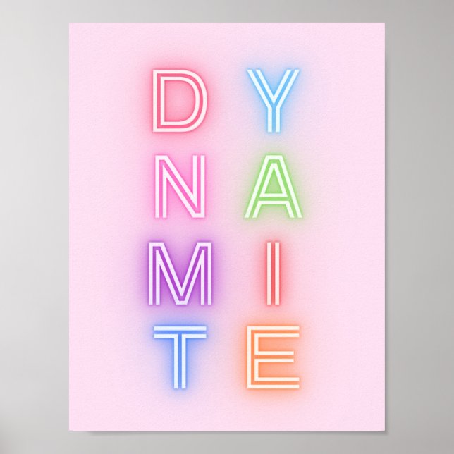 Pink Neon Sign Dynamite Minimal Bright Colourful (Front)