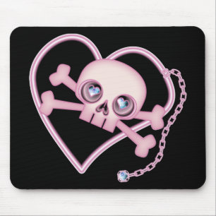 Pink Neon Skull Mouse Mat