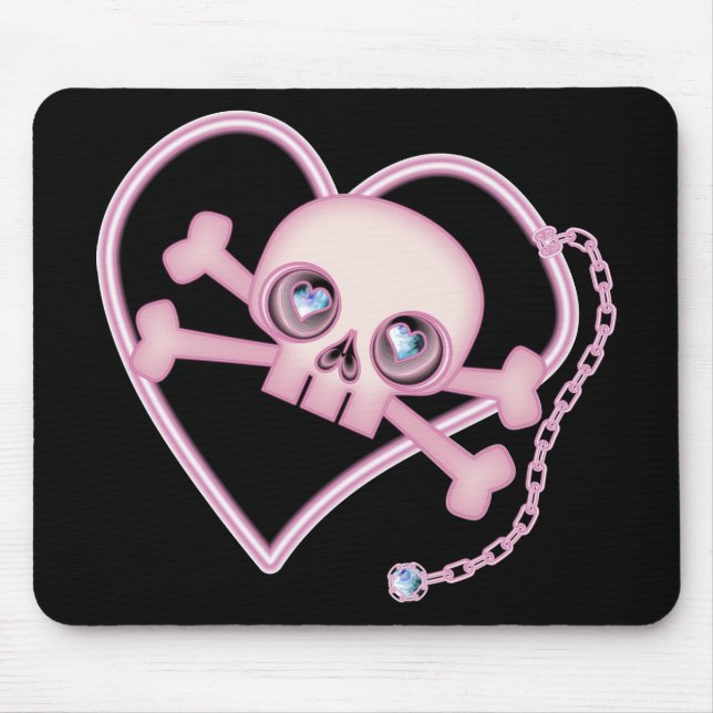 Pink Neon Skull Mouse Mat (Front)