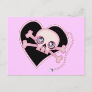 Pink Neon Skull Postcard