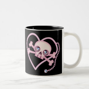 Pink Neon Skull Two-Tone Coffee Mug