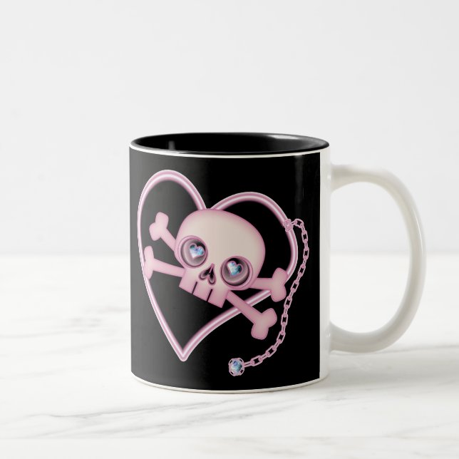 Pink Neon Skull Two-Tone Coffee Mug (Right)