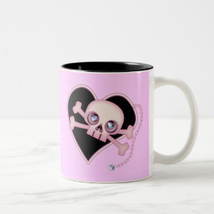 Pink Neon Skull Two-Tone Coffee Mug