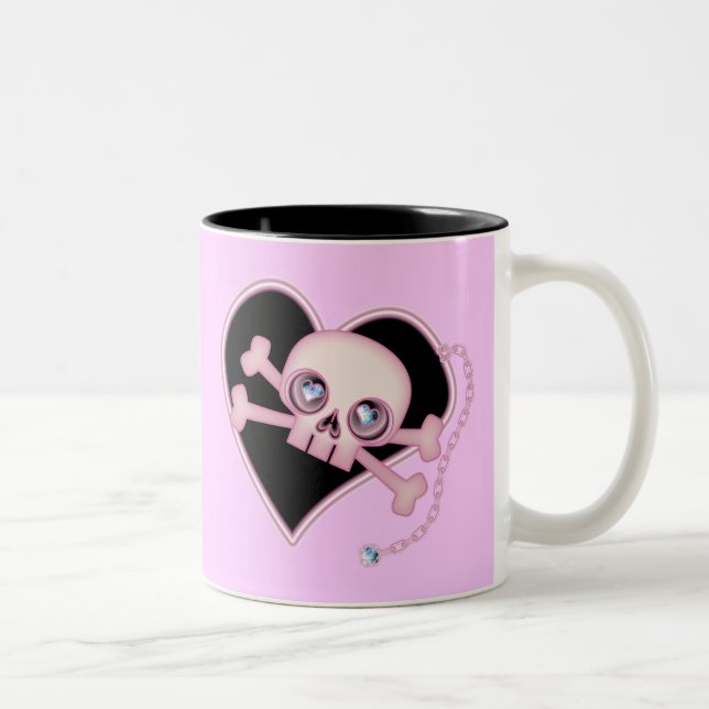 Pink Neon Skull Two-Tone Coffee Mug (Right)