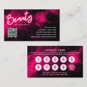 Pink Neon & Smoke Lash Salon QR Code Loyalty Card