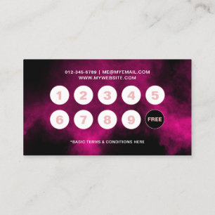 Pink Neon & Smoke Nail Salon/Technician Loyalty Card