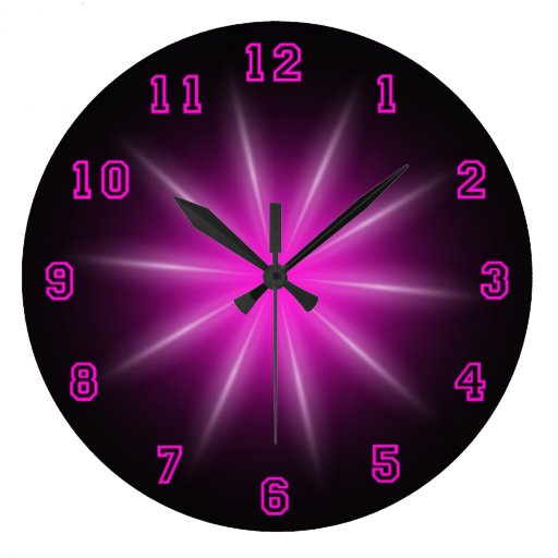 Image of Pink Neon Star 10.75" Large Clock