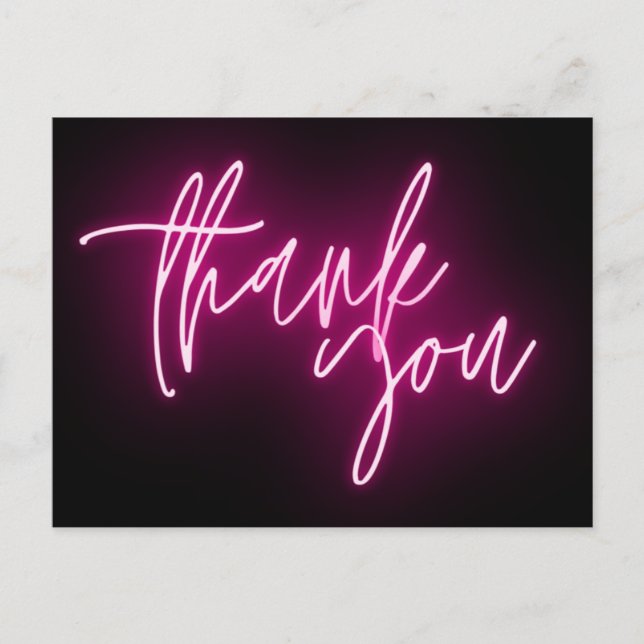 Pink Neon Thank You Sign Trendy Postcard (Front)