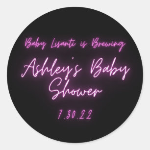 Pink Neon Thank You Trendy Classic Round Sticker