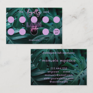 Pink Neon Tropical Lashes Business Loyalty Card