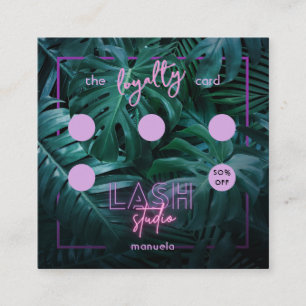 Pink Neon Tropical Lashes Business Loyalty Card