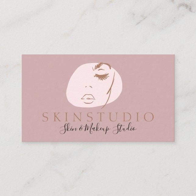 Pink Neutral Aesthetic Tone Face Beauty Skin Business Card (Front)