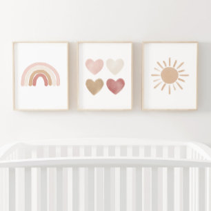 Pink Neutral Rainbow Hearts Sun Girl Nursery