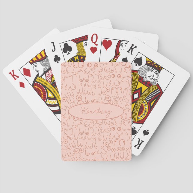 Pink neutral scandinavian pattern playing cards (Back)