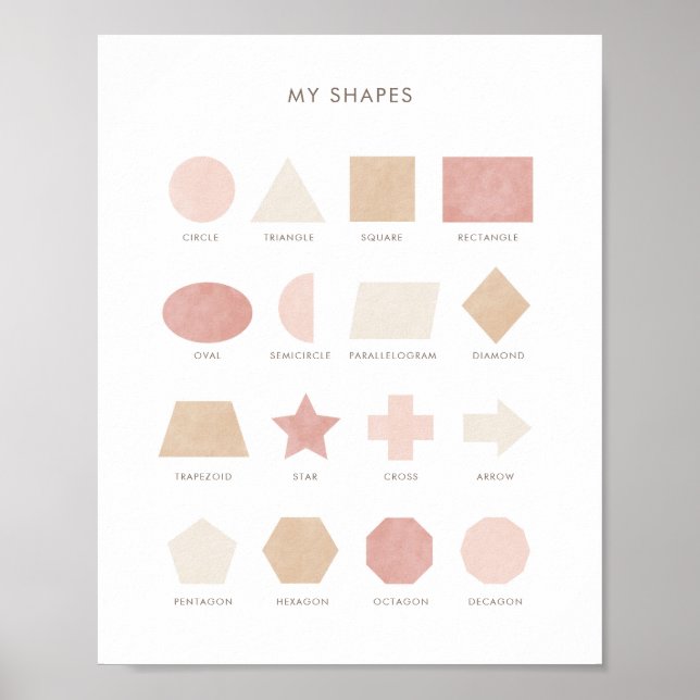 Pink Neutral Shapes Educational Classroom Decor (Front)