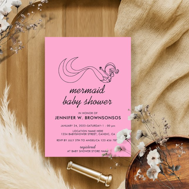 Pink Neutral Summer Fall Mermaid Baby Shower Invitation (Creator Uploaded)