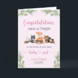 Pink New Baby Girl Personalised Congratulations  Card<br><div class="desc">New parents will love receiving this personalised card to celebrate the arrival of their sweet baby girl.</div>