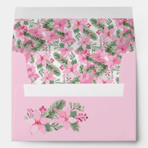 Pink New Baby Photo Christmas Card Girl Poinsettia