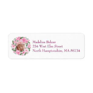 Pink New Baby Photo Christmas Girl Poinsettia