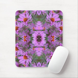 Pink New England Aster Flowers Abstract Mouse Mat