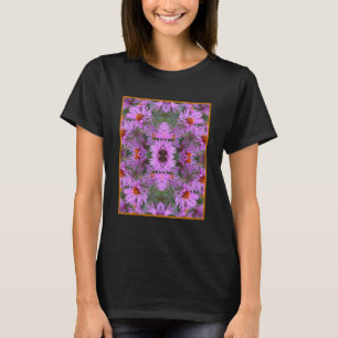 Pink New England Aster Flowers Abstract T-Shirt