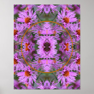 Pink New England Aster Flowers Add Your Photo Poster
