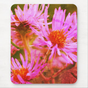 Pink New England Asters Flower Art Mouse Mat