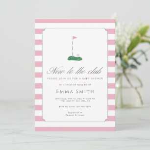 Pink New to the Club Golf Baby Shower Invitation