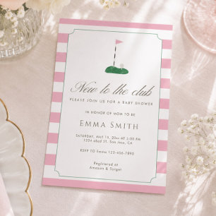 Pink New to the Club Golf Baby Shower Invitation
