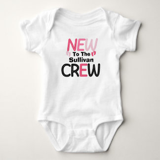 Pink New To The (Family Last Name) Crew Baby Bodysuit