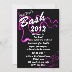 Pink New Year's Bash Invitation