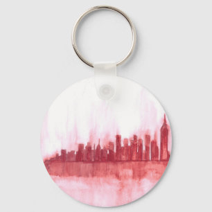 Pink New york city decor Key Ring