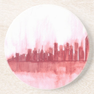 Pink New york city modern watercolor trendy cool Coaster