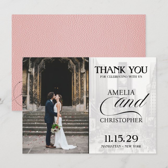 Pink New York City Passport Thank You Card (Front/Back)