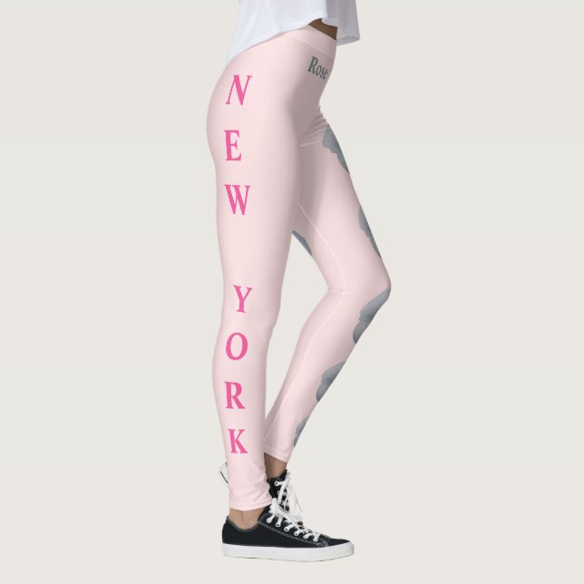 Pink New York State Flower (The Rose) Leggings (Right)