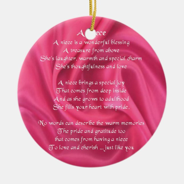 Pink - Niece Poem Ceramic Tree Decoration (Front)