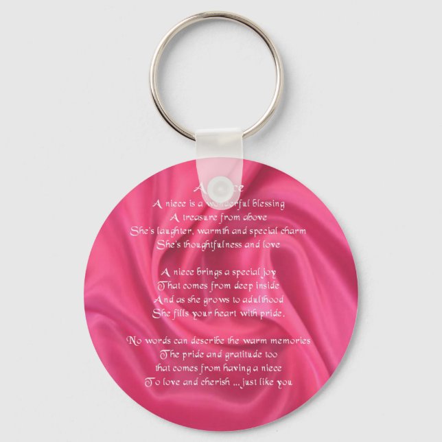 Pink - Niece Poem Key Ring (Front)