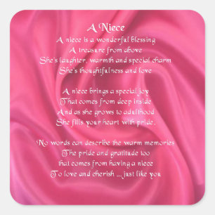 Pink - Niece Poem Square Sticker