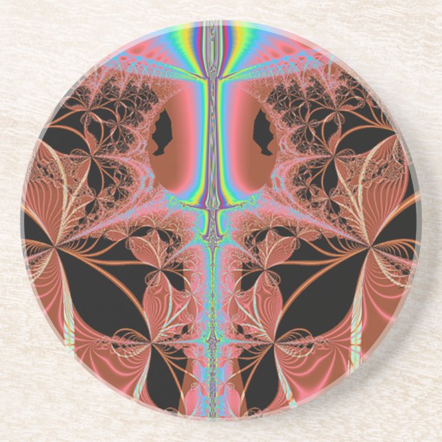 Pink Nightgown With Rainbow Laser Abstract Coaster (Front)