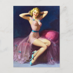Pink Nighty Pin Up Postcard