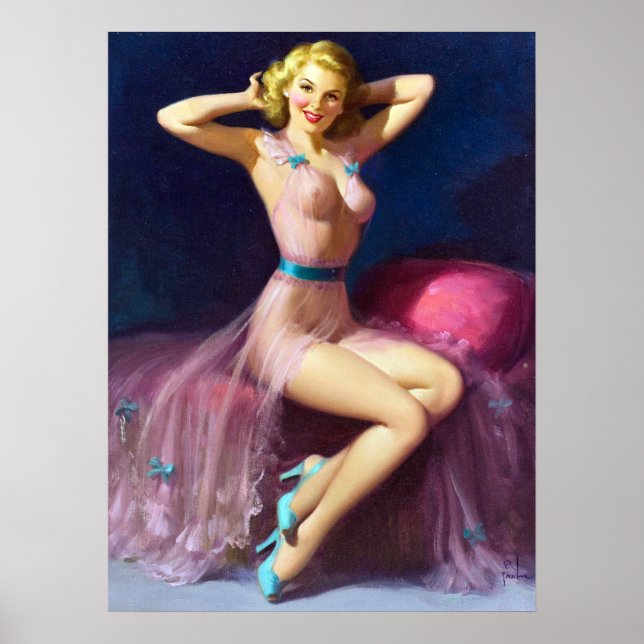 Pink Nighty Pin Up Poster (Front)