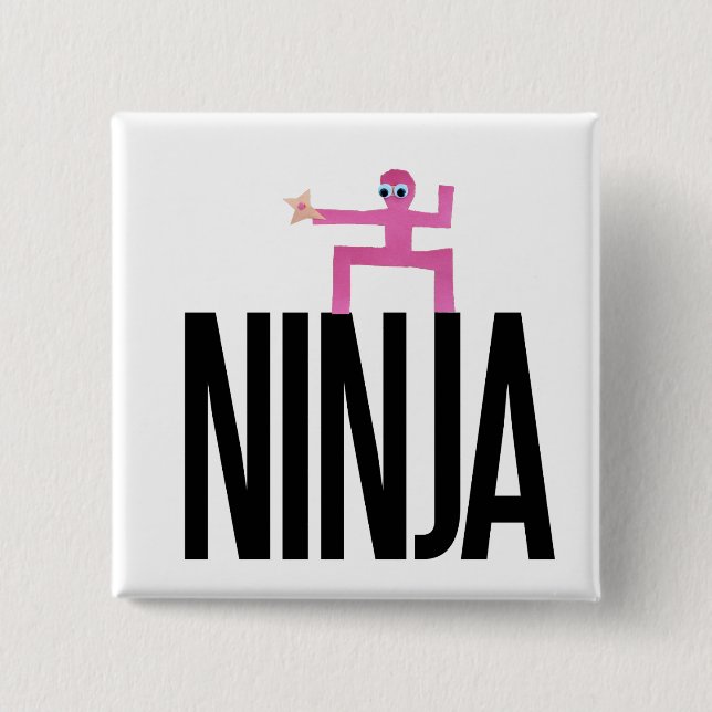 Pink Ninja 15 Cm Square Badge (Front)
