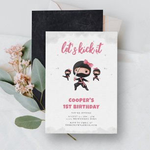 Pink Ninja Birthday Invitation