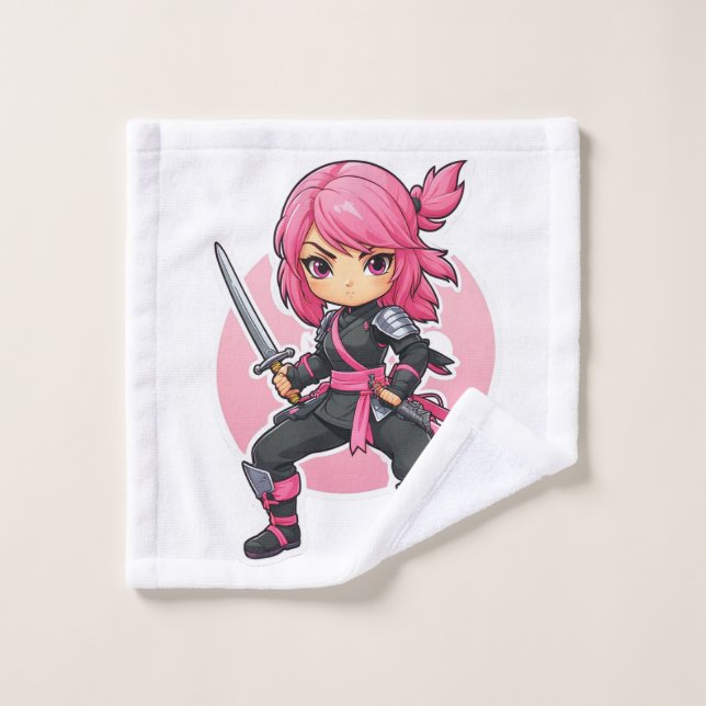Pink Ninja Girl Wash Cloth (Wash Cloth)