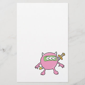 pink ninja monster stationery