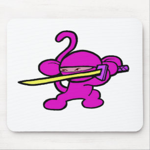 Pink Ninja On Guard-No Words Mouse Mat