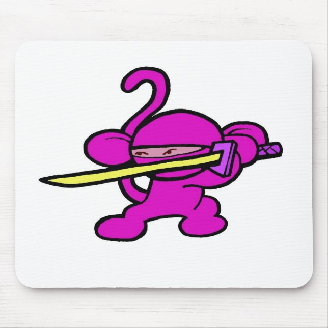 Pink Ninja On Guard-No Words Mouse Mat (Front)